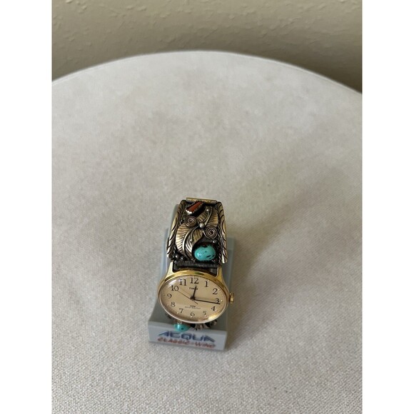 VTG TIMEX 12K TURQUOISE WATCH BAND FLORAL WATER RESISTANT BASE METAL BEZEL main image 5